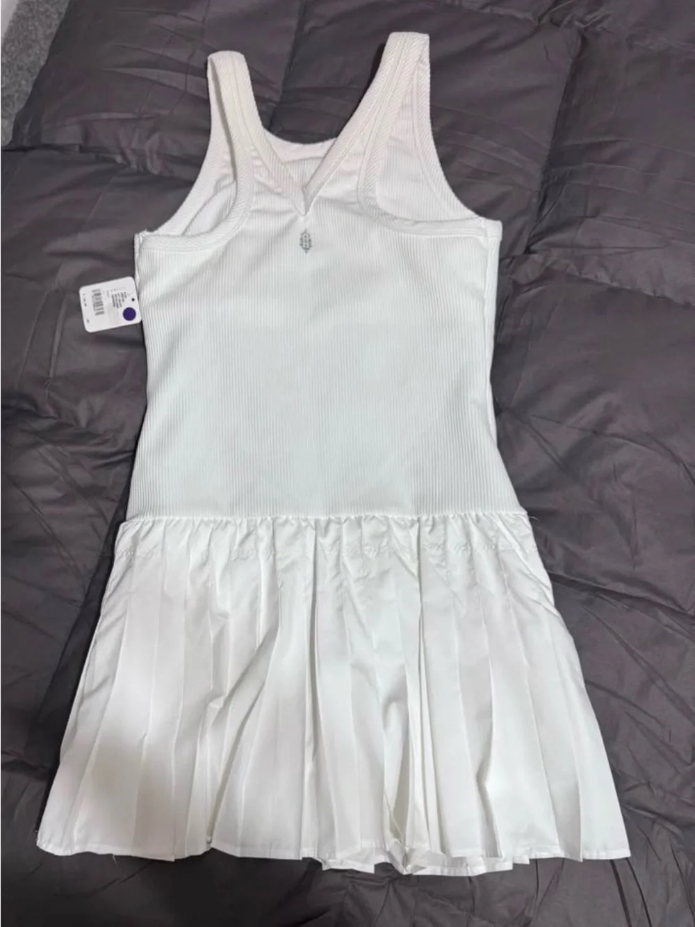Free People White Tank Top Dress with Pleated Skirt